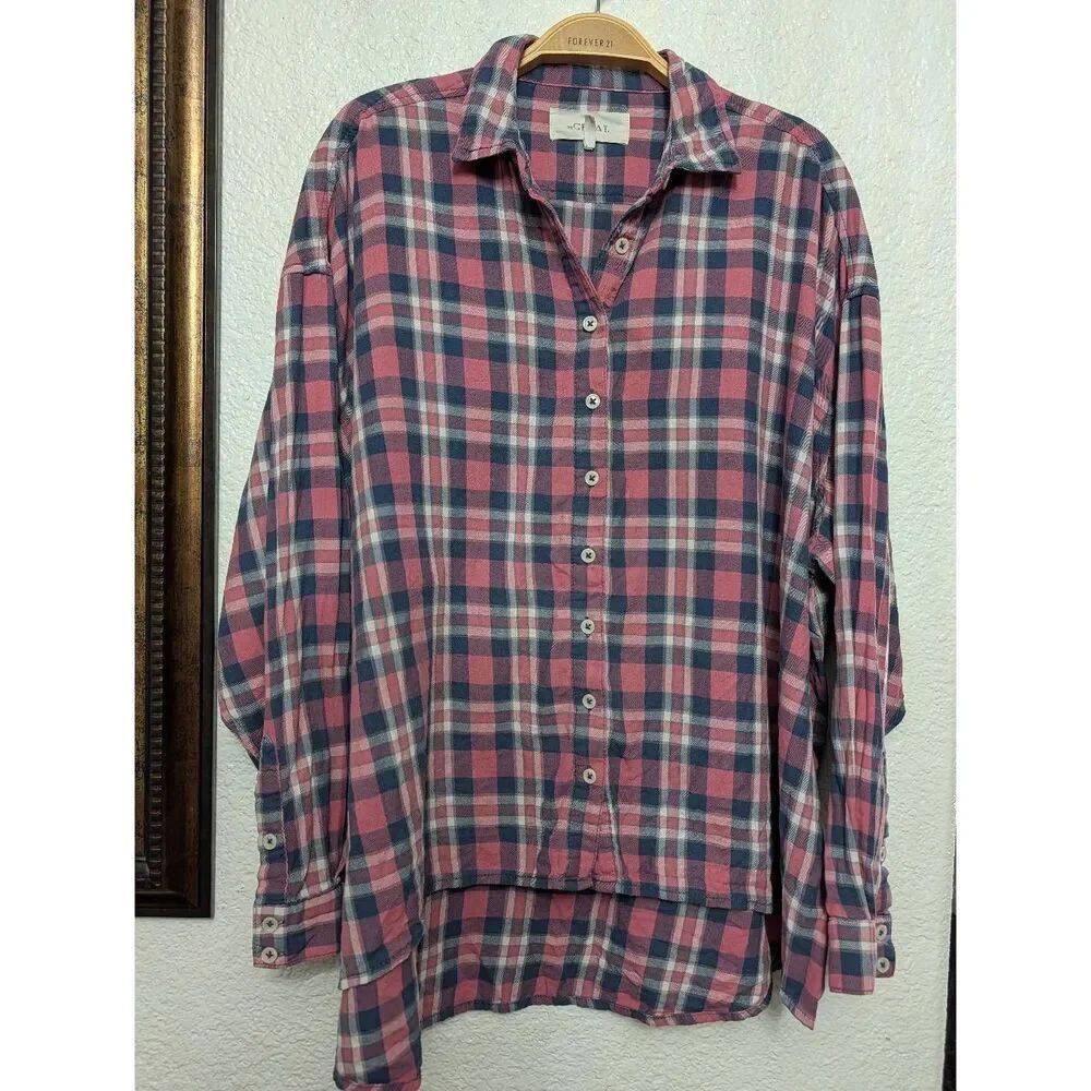 THE GREAT. High low long sleeve button down front shirt size 2